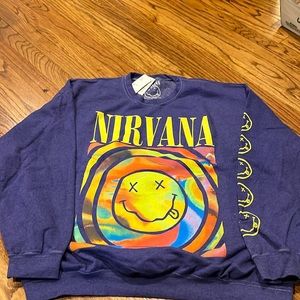 BRAND NEW! S/M Urban Outfitters Oversized Nirvana PURPLE sweatshirt